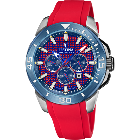 FESTINA CHRONO BIKE WATCH F20642/2 RED RUBBER STRAP, MEN'S