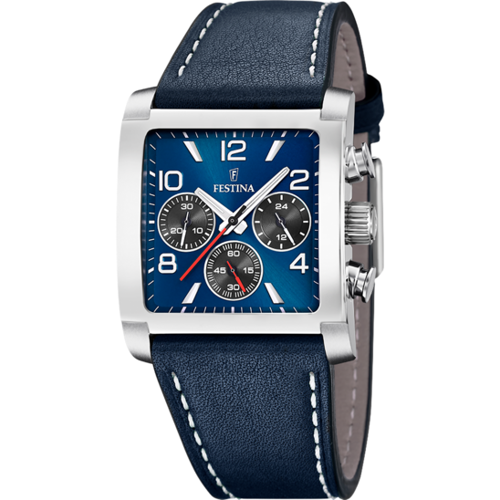 FESTINA WATCH F20653/1 BLUE LEATHER STRAP, MEN