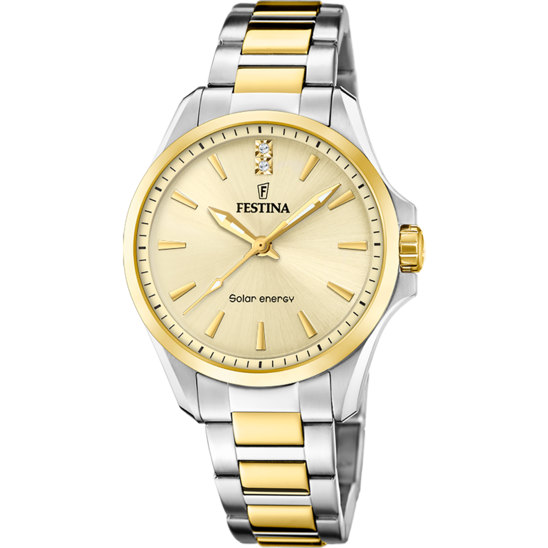 FESTINA SOLAR ENERGY F20655/3 CHAMPAGNE STAINLESS STEEL 316L, WOMAN