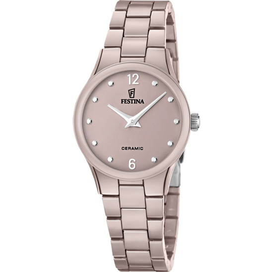Montre Festina Ceramic F20751/4 Marron, Bracelet D’ Céramique, Femme