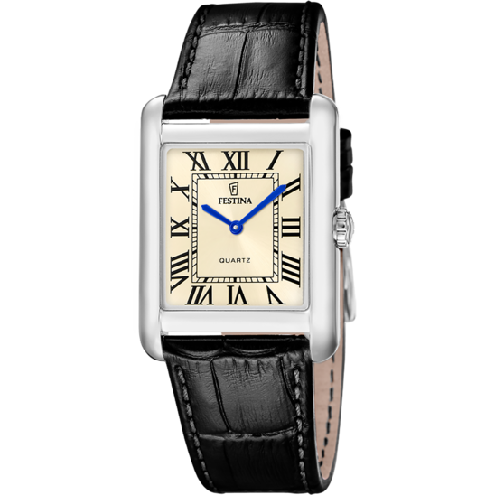 Reloj Festina On The Square F20771/2 Dorado Correa De Piel, Hombre