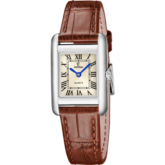 Reloj Festina On The Square F20773/2 Dorado Correa De Piel, Mujer