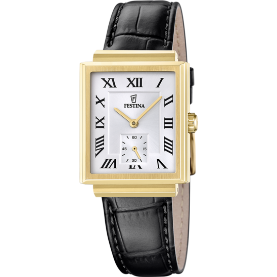 Montre Festina On The Square F20776/1 Gris, Bracelet D’ Cuir, Homme