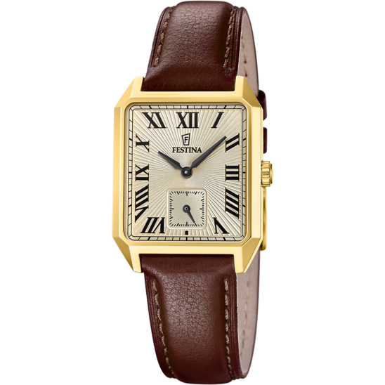 Montre Festina On The Square F20780/2 Doré, Bracelet D’ Cuir, Homme Montre Festina On The Square F20780/2 Doré, Bracelet D’ Cuir, Homme