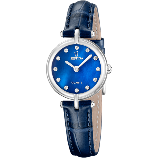 Reloj Festina Mademoiselle F20787/5 Azul Correa De Cuero, Mujer