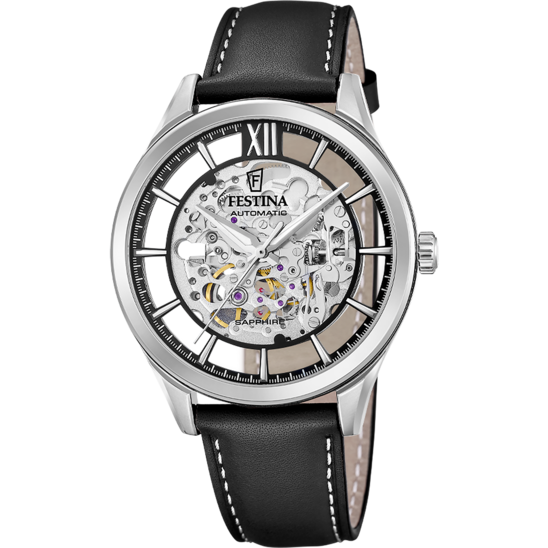 Montre Festina Automatic F20793/1 Clear, Bracelet D’ Cuir, Homme