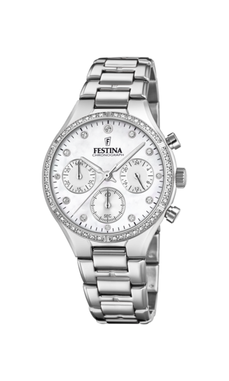 FESTINA BOYFRIEND COLLECTION WATCH F20401/1 MOTHER-OF-PEARL DIAL WITH STEEL STRAP, WOMEN'S