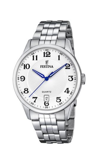 FESTINA CLASSICS WATCH F20425/1 WHITE STEEL STRAP, MEN