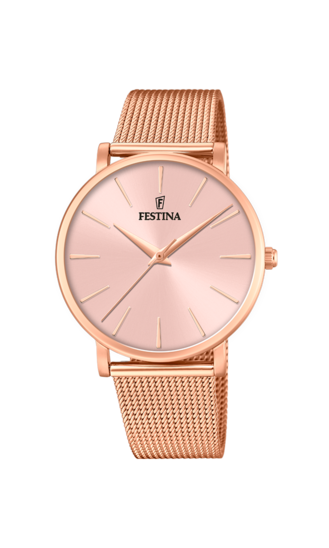 FESTINA BOYFRIEND WATCH F20477/1 WITH PINK STEEL STRAP, FOR WOMEN.