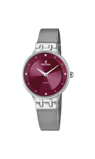FESTINA WATCH F20597/2 WITH GRANATE STEEL STRAP, FOR WOMEN