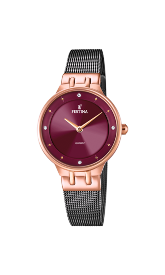 FESTINA WATCH F20599/2 WITH GRANATE STEEL STRAP, FOR WOMEN