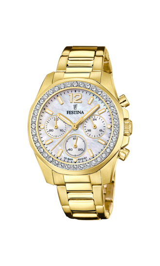 FESTINA Orologio Da Donna 16021/9 | Cassa Acciaio 34 Mm, Bracciale In Pelle, Vetro Minerale, Giorno E 24h