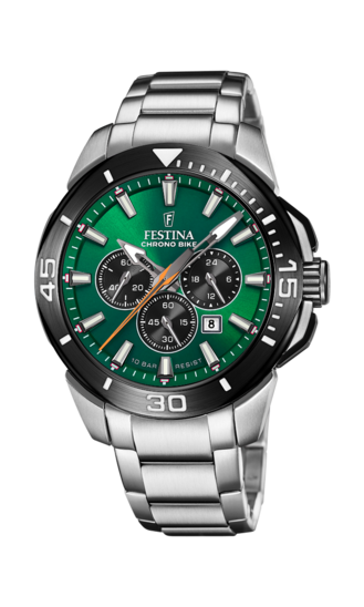 MEN'S FESTINA CHRONO BIKE WATCH GREEN WITH STAINLESS STEEL STRAP F20641/A