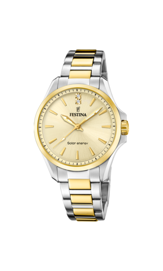 FESTINA SOLAR ENERGY F20655/3 CHAMPAGNE STAINLESS STEEL 316L, WOMAN