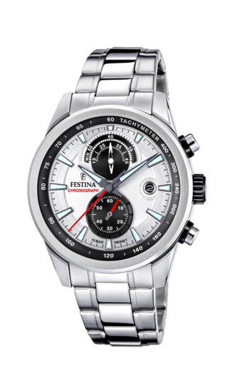 FESTINA HEREN GRIJS ZILVER TIMELESS CHRONOGRAPH 316L ROESTVRIJ STAAL HORLOGE ARMBAND F20694/1