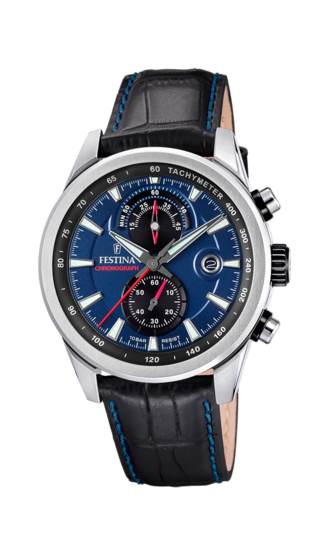 FESTINA HERREN UHR TIMELESS CHRONOGRAPH F20695/5 BLAU LEDER ARMBAND