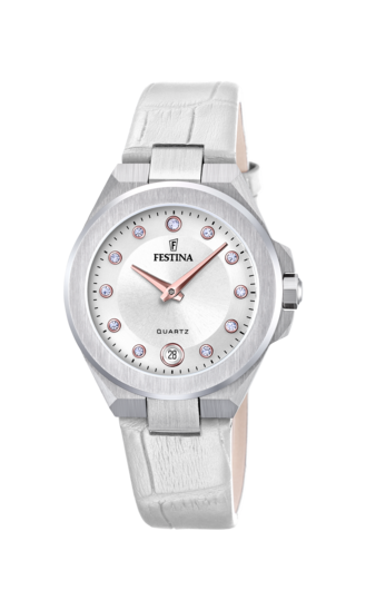 FESTINA WOMEN'S SILVER MADEMOISELLE LEATHER WATCH BRACELET F20701/1