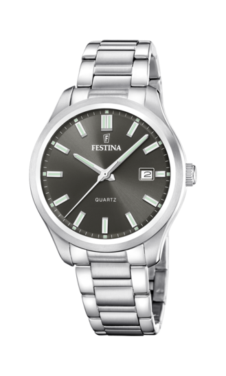 Montre Homme Festina 20707_3 - Mouvement Quartz - Cadran Argenté - Bracelet Acier Inoxydable - Neuf Avec Garantie 3 Ans