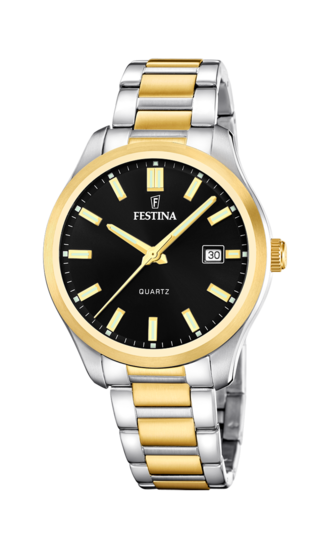 Festina Orologio Uomo F20513/3 - Acciaio Placcato Oro, Bracciale In Acciaio, Data