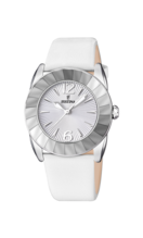 FESTINA WATCH OUTLET WATCHES F16592/A WHITE LEATHER STRAP, WOMEN.