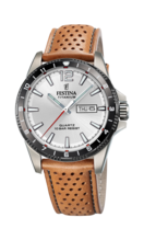 FESTINA MEN'S SILVER TITANIUM LEATHER WATCH BRACELET F20699/1