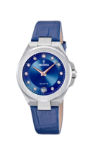 FESTINA DAMES BLAUW MADEMOISELLE LEER HORLOGE ARMBAND F20701/4