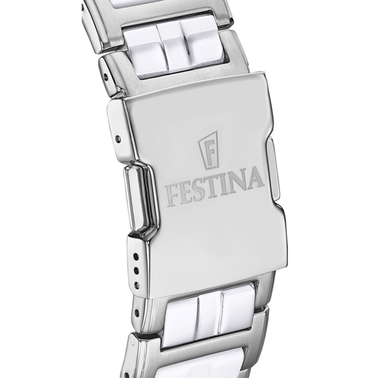 FESTINA MEN'S WHITE CERAMIC STAINLESS STEEL WATCH BRACELET F16576/1