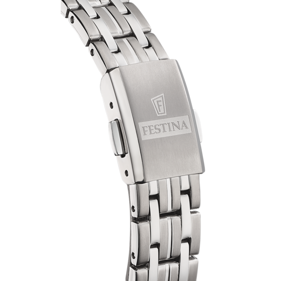 FESTINA CALENDAR TITANIUM WATCH F20468/1 WHITE STEEL STRAP, WOMEN