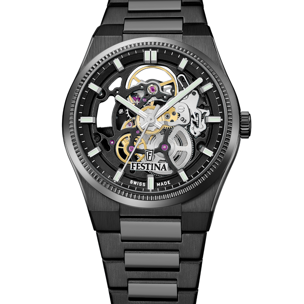 RELOJ FESTINA SWISS MADE AUTOMATIC F20070/1 NEGRO CORREA DE ACERO