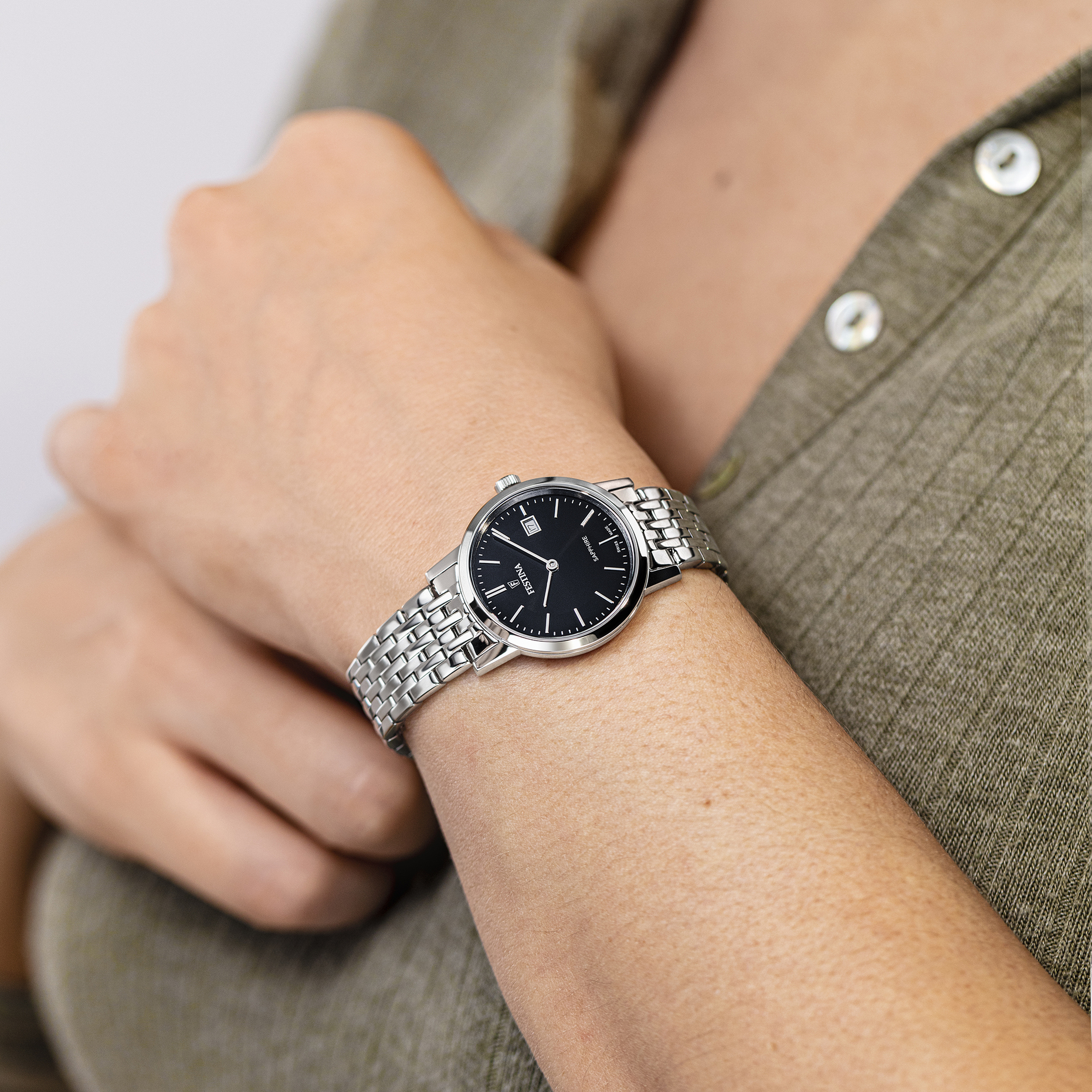 MONTRE FESTINA SWISS MADE F20019/3 NOIR, BRACELET EN ACIER, FEMME