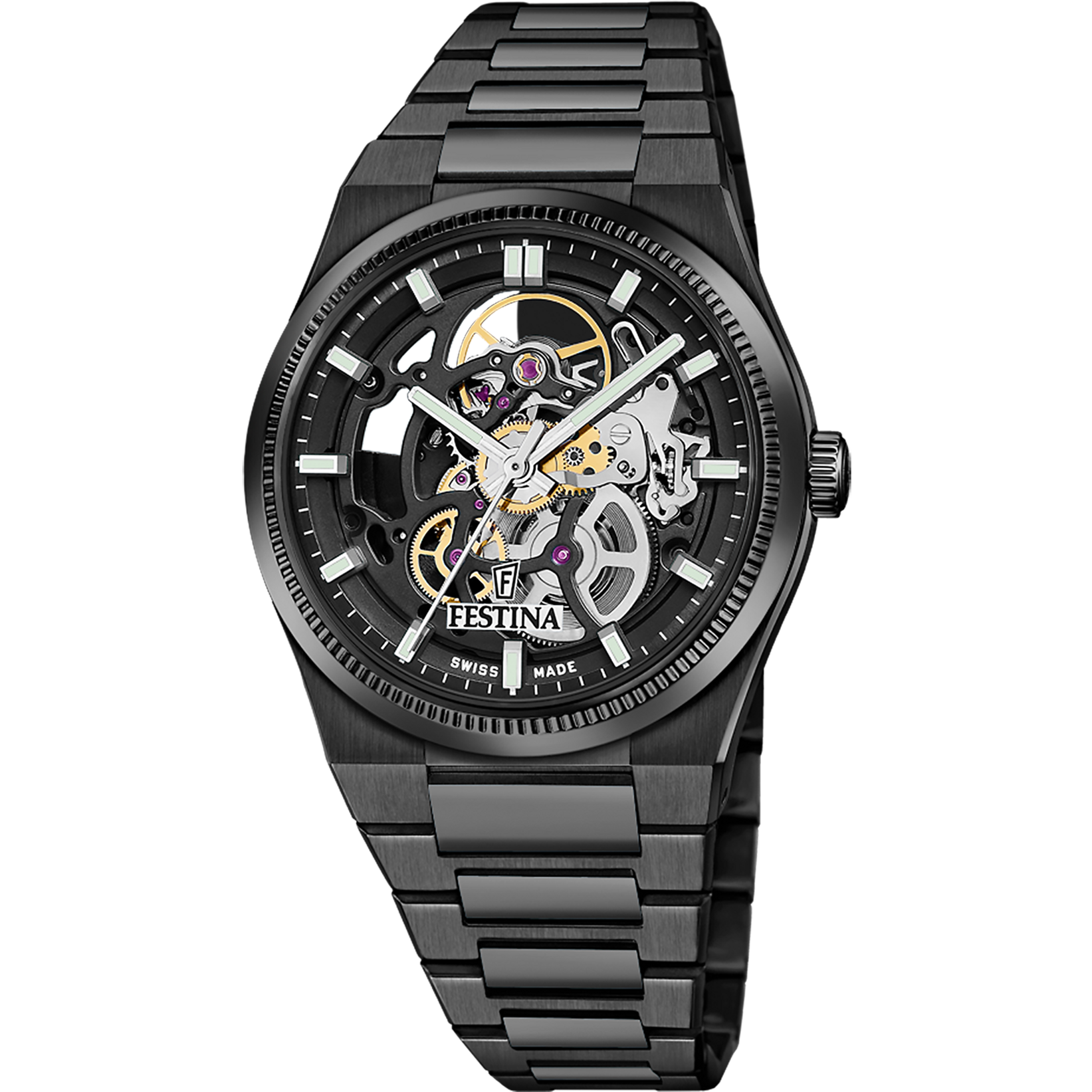 RELOJ FESTINA SWISS MADE AUTOMATIC F20070/1 NEGRO CORREA DE ACERO