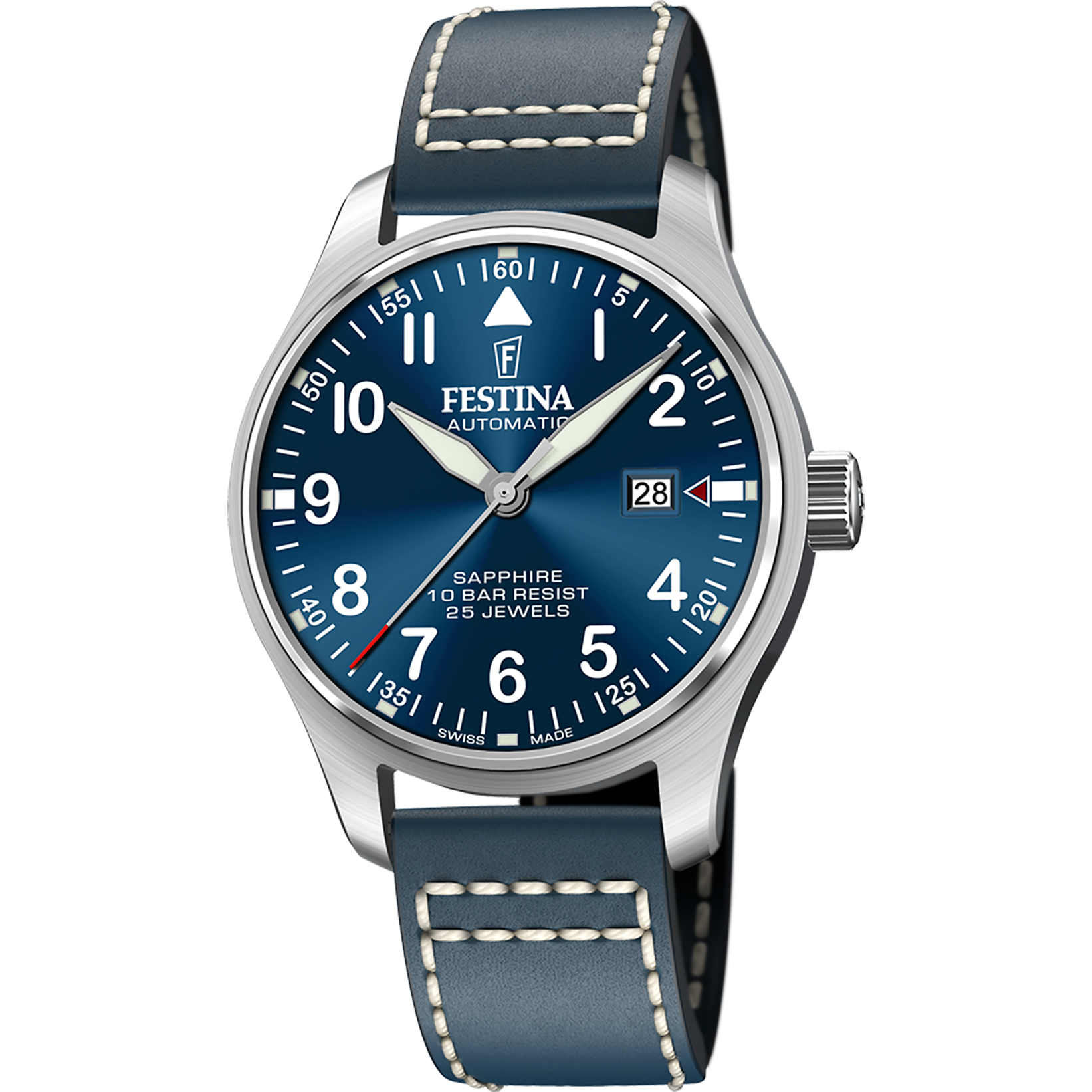 Reloj De Hombre Festina Swiss Made F Con Esfera Azul