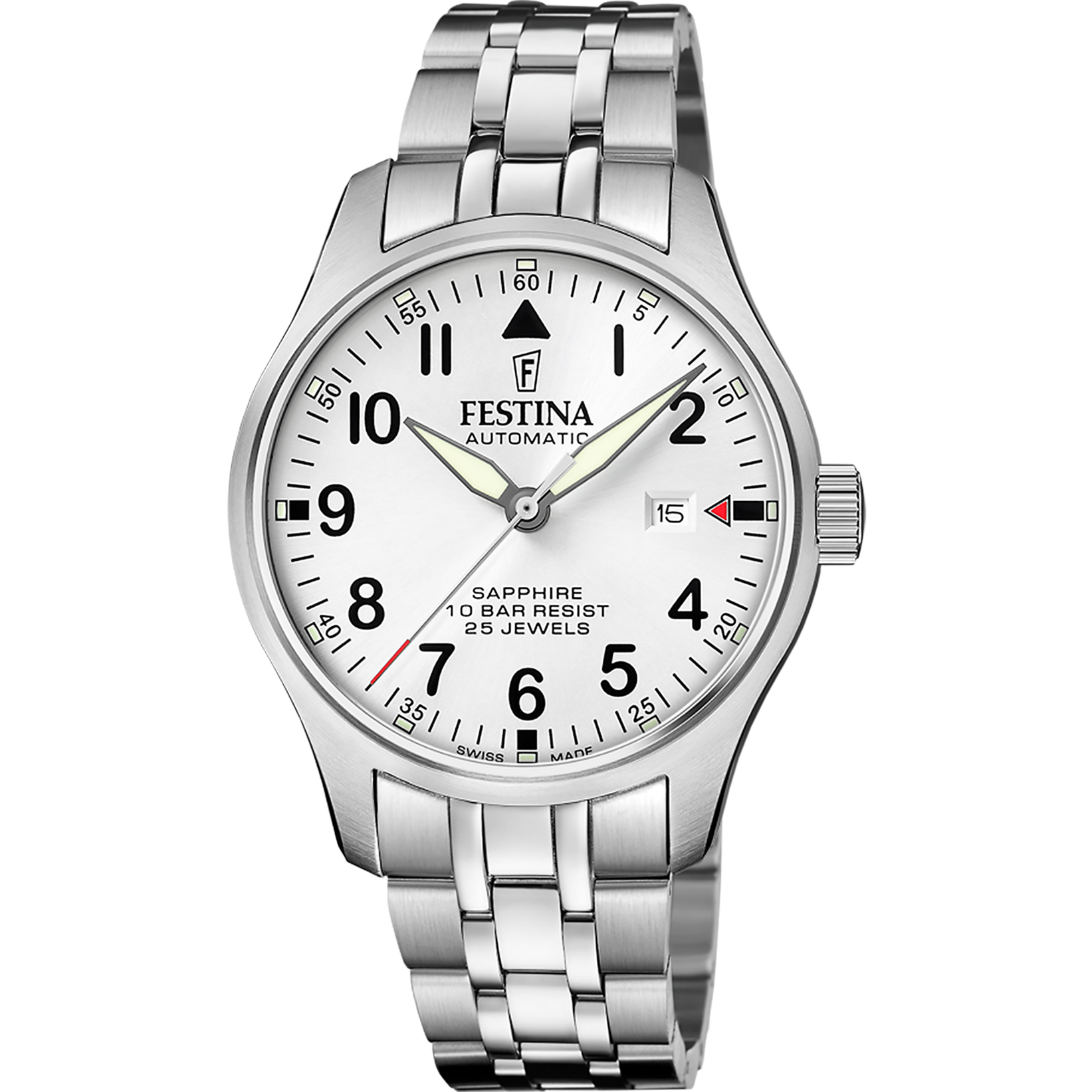FESTINA SWISS MADE HERREN UHR AUTOMATIK F20151/A SILBER EDELSTAHL