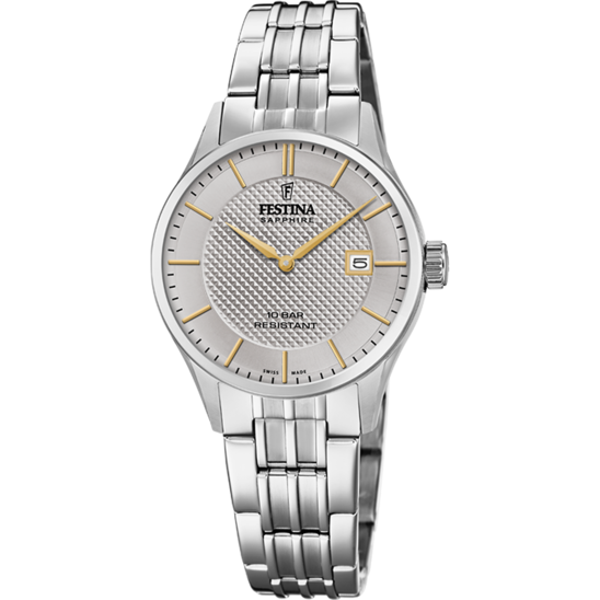 FESTINA SWISS MADE WATCH F20006/2 GRAY STEEL STRAP, WOMEN'S