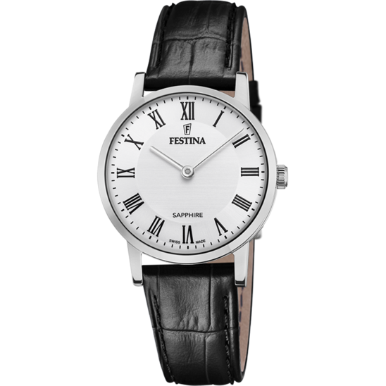 MONTRE FESTINA SWISS MADE F20013/2 BLANC, BRACELET CUIR, FEMME