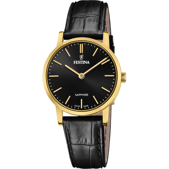 RELÓGIO FESTINA SWISS MADE F20017/3 PRETO COM CORREIA DE COURO, MULHER.