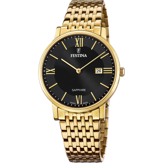 RELÓGIO FESTINA SWISS MADE F20020/3 PRETO COM CORREIA DE AÇO, PARA HOMEM.