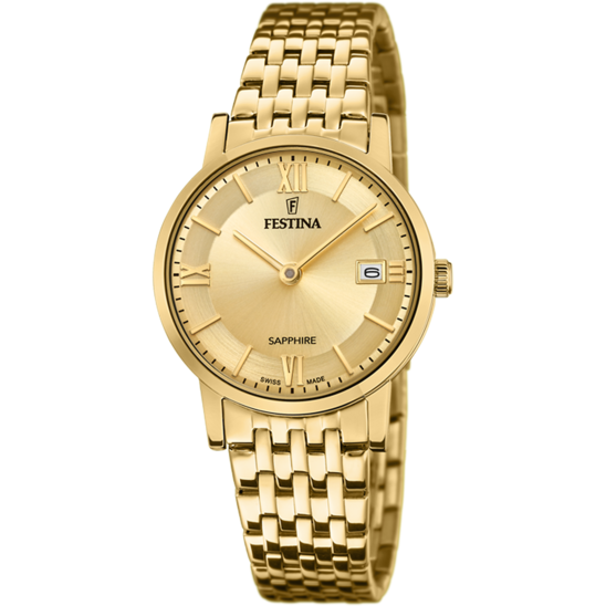 RELÓGIO FESTINA SWISS MADE F20021/2 CHAMPANHE PULSEIRA DE AÇO, MULHER