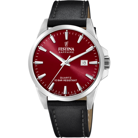 Reloj Festina Swiss Made Classics F20025/5 Rojo Correa De Piel, Hombre