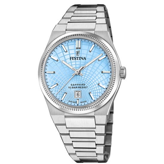Reloj Festina Swiss Made F20051/c Azul Brazalete De Acero, Hombre