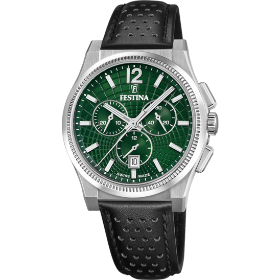 Reloj Festina Swiss Made Rivé F20060/6 Verde Correa De Cuero, Hombre