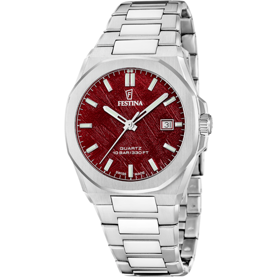 Reloj Festina Swiss Made Classic Steel F20100/3 Burdeos Hombre