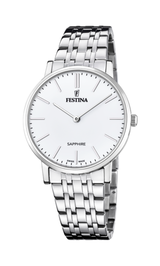 FESTINA SWISS MADE HEREN WIT 316L ROESTVRIJ STAAL HORLOGE ARMBAND F20045/2
