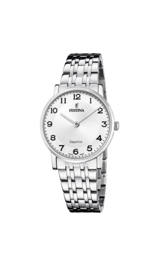 MONTRE FESTINA SWISS MADE ACIER CLASSIQUE F20047/1 BLANC, BRACELET D’ ACIER INOXYDABLE, FEMME