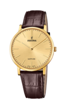 FESTINA SWISS MADE WATCH F20016/2 CHAMPAGNE LEATHER STRAP, MEN'S