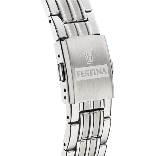 FESTINA SWISS MADE WATCH F20005/2 SILVER STEEL STRAP, MEN'S