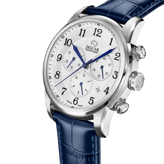 Zilveren Heren zwitsers horloge JAGUAR ACAMAR CHRONOGRAPHE. J968/4
