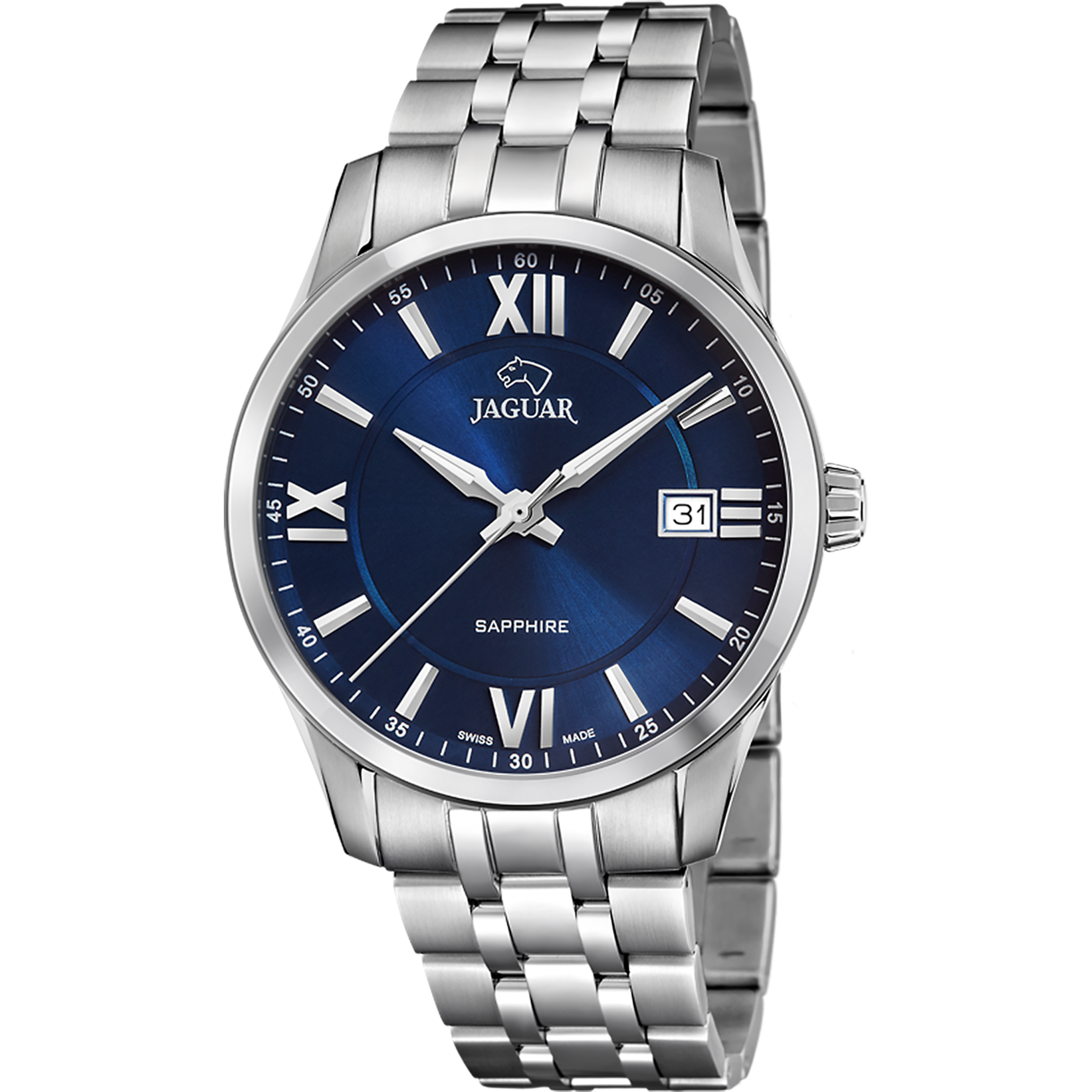 JAGUAR Hombre No Aplica CAB.CRONO ACE.ESF.Blue. Reloj de cuarzo, plateado,  Pulsera