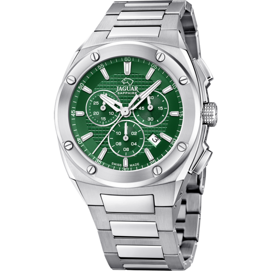 Reloj Jaguar Nueva I-size J805/g Verde Correa De Acero Inoxidable, Hombre