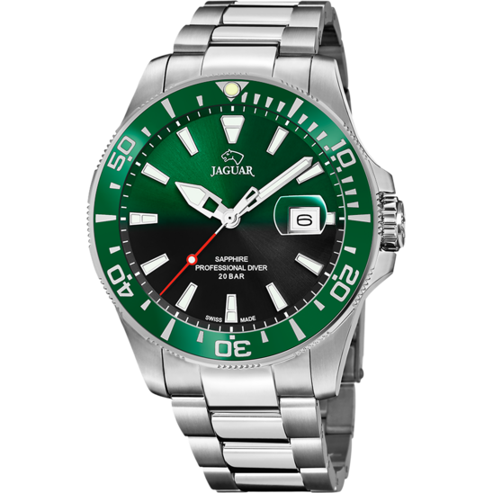 Reloj Jaguar Nueva I-size J860/k Verde Correa De Acero Inoxidable, Hombre